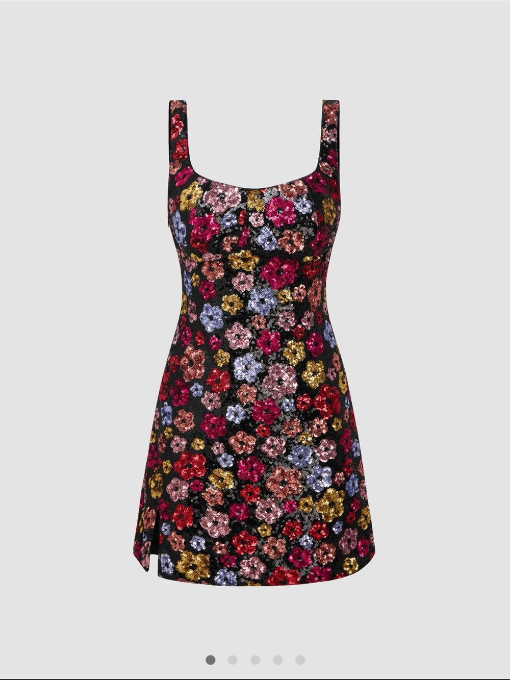 Cider Black Multi Sequin Floral Mini Dress